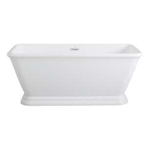 Skylar 66 in. Acrylic Pedestal Flatbottom Freestanding Bathtub in White