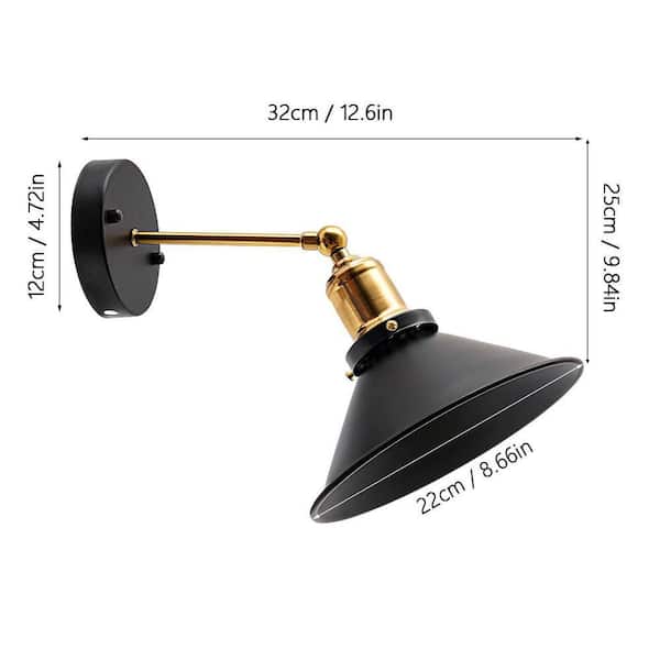 OUKANING 8.66 in. 1-Light Black Industrial Style Plug-In Wall