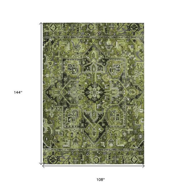 HomeRoots Olive Green and Dark Green 9 ft. x 12 ft. Woven Oriental