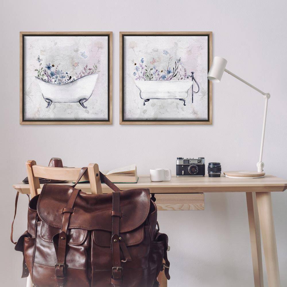 Antique Tubs with Botanics by Stella Chang 2-Piece Brown Floater Frame Nature Graphic Art Print 25 in. x 25 in. price history on PriceWatchPro