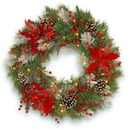 30 in. Artificial Battery Operated Decorative Collection Tartan Plaid Wreath with Warm White LED Lights