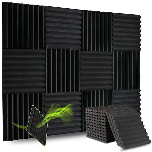 12 in. x 12 in. x 1 in. Sound Proof Foam Panels (54-Pack), Wedges Acoustic Panels, Sound Absorbing, Easy Install