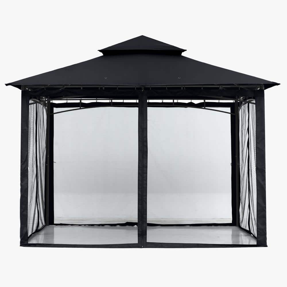 ABCCANOPY 11 ft. x 11 ft. Black Steel Outdoor Patio Gazebo with Vented