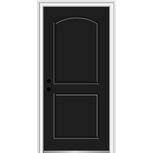 32 in. x 80 in. Right-Hand Inswing 2-Panel Archtop Classic Painted Fiberglass Smooth Prehung Front Door