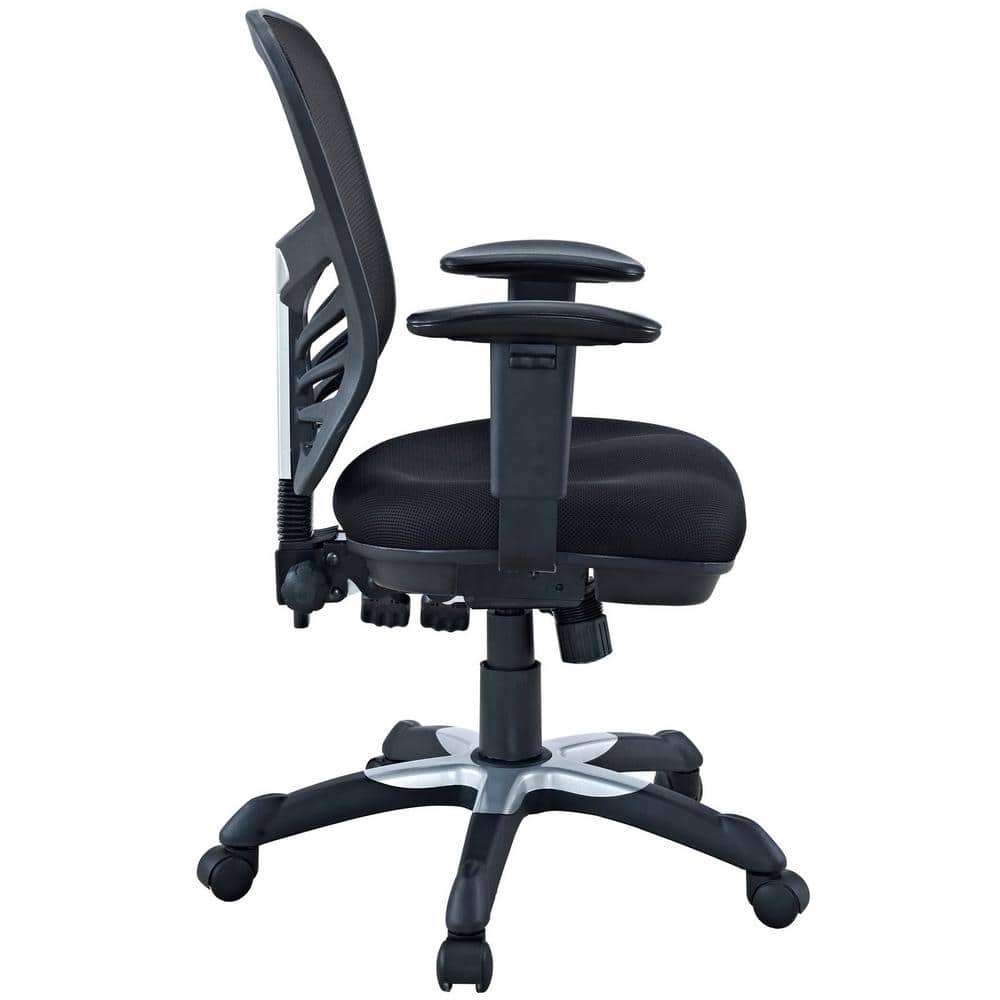 Black Mesh and Fabric Swivel Office Chair with Adjustable Arms