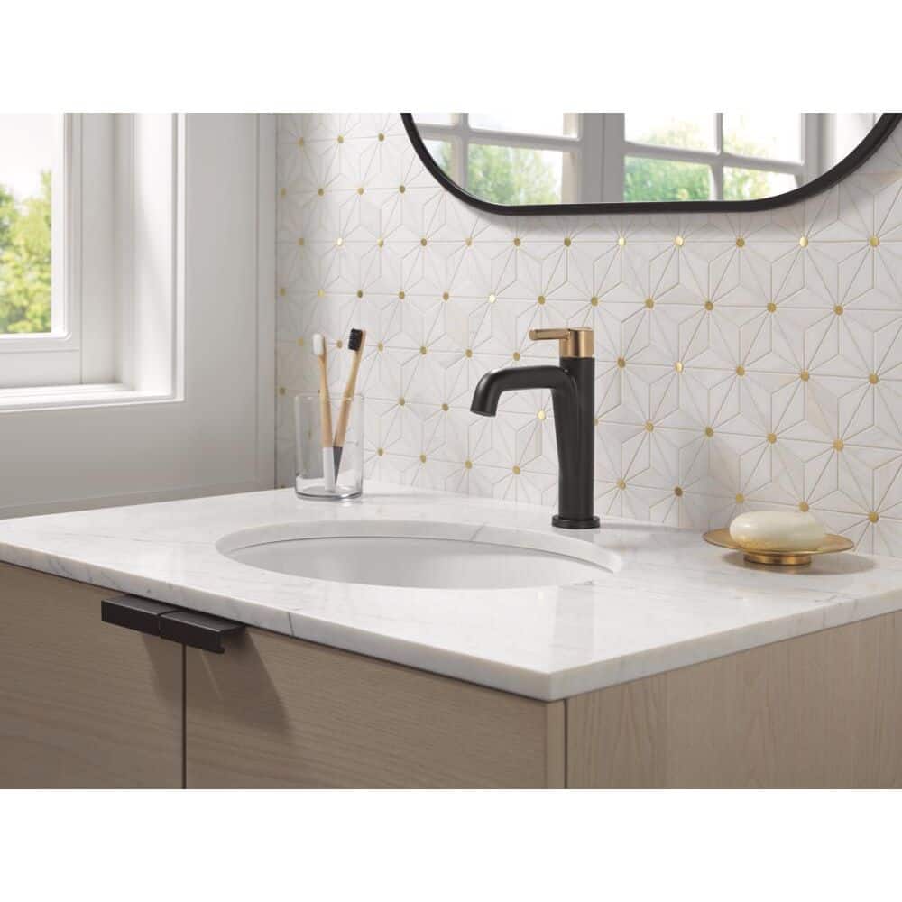 Matte Black and Champagne Bronze Single Handle Bathroom Faucet