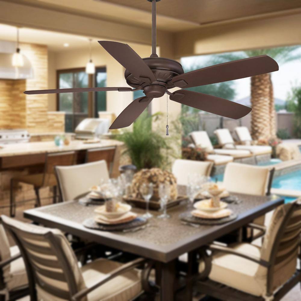 60" Oil Rubbed Bronze 5-Blade Outdoor Ceiling Fan with Pull Chain