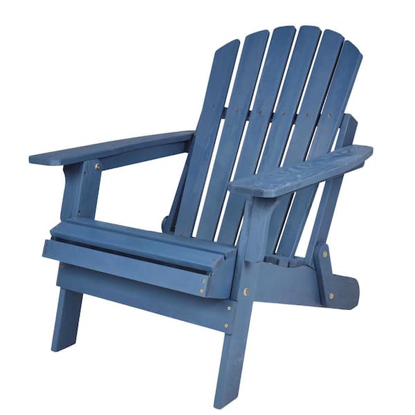 Huluwat Navy Blue Folding Oversize Outdoor Wood Adirondack Chair (Set of-1)