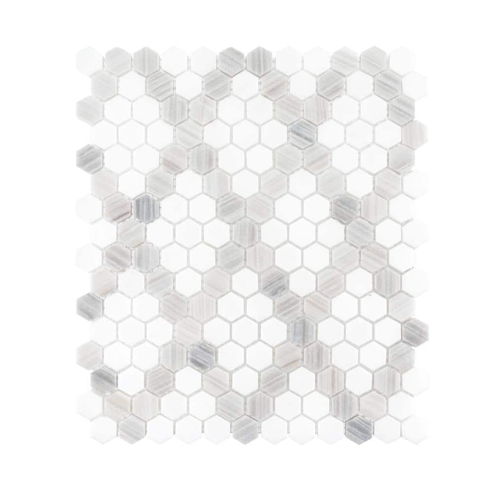 Charlotte White/Grey 12.875 in. x 11.25 in. Hexagon Honed Thassos and Grey Marble Mosaic Tile (10.05 sq. ft./Case) price history on PriceWatchPro