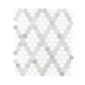 Charlotte White/Grey 12.875 in. x 11.25 in. Hex Honed Marble Wall/Floor Mosaic Tile (1.005 sq. ft./Each)