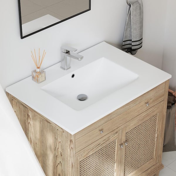 Dayton 31 in. W x 22 in. D Vitreous China Vanity Top in White with Single Faucet Hole (Sink Only)