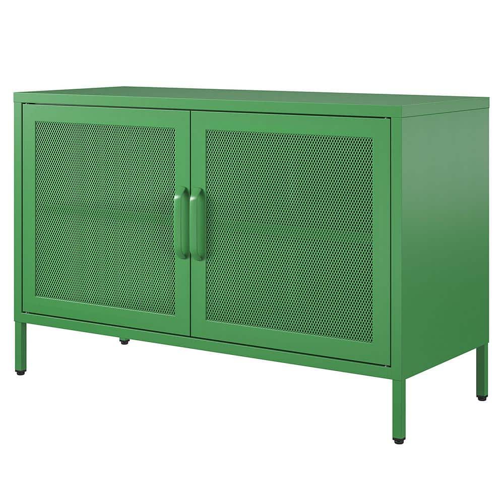 Kelly Green Metal 2 Door Storage Cabinet with Mesh Doors