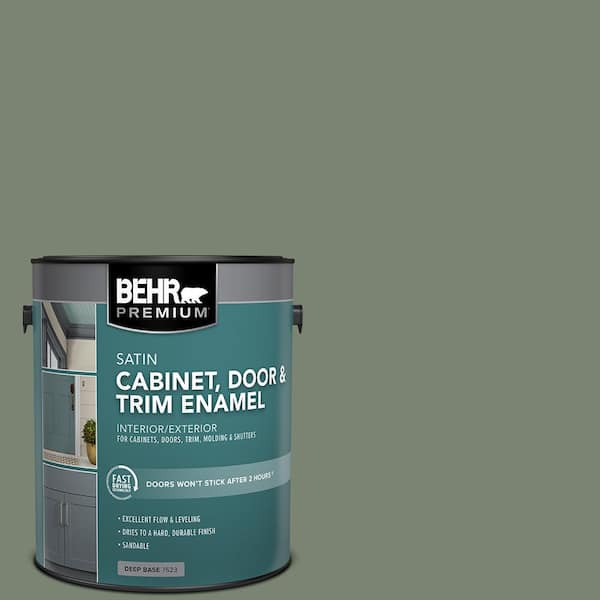 BEHR PREMIUM 1 gal. #ICC-77 Sage Green Satin Enamel Interior/Exterior Cabinet, Door & Trim Paint