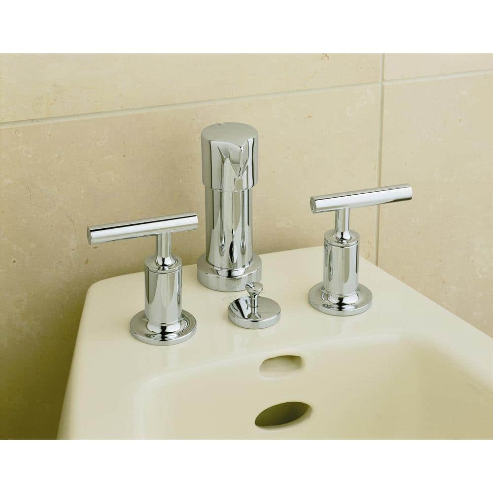 Polished Chrome Vertical Spray Bidet Faucet with Lever Handles