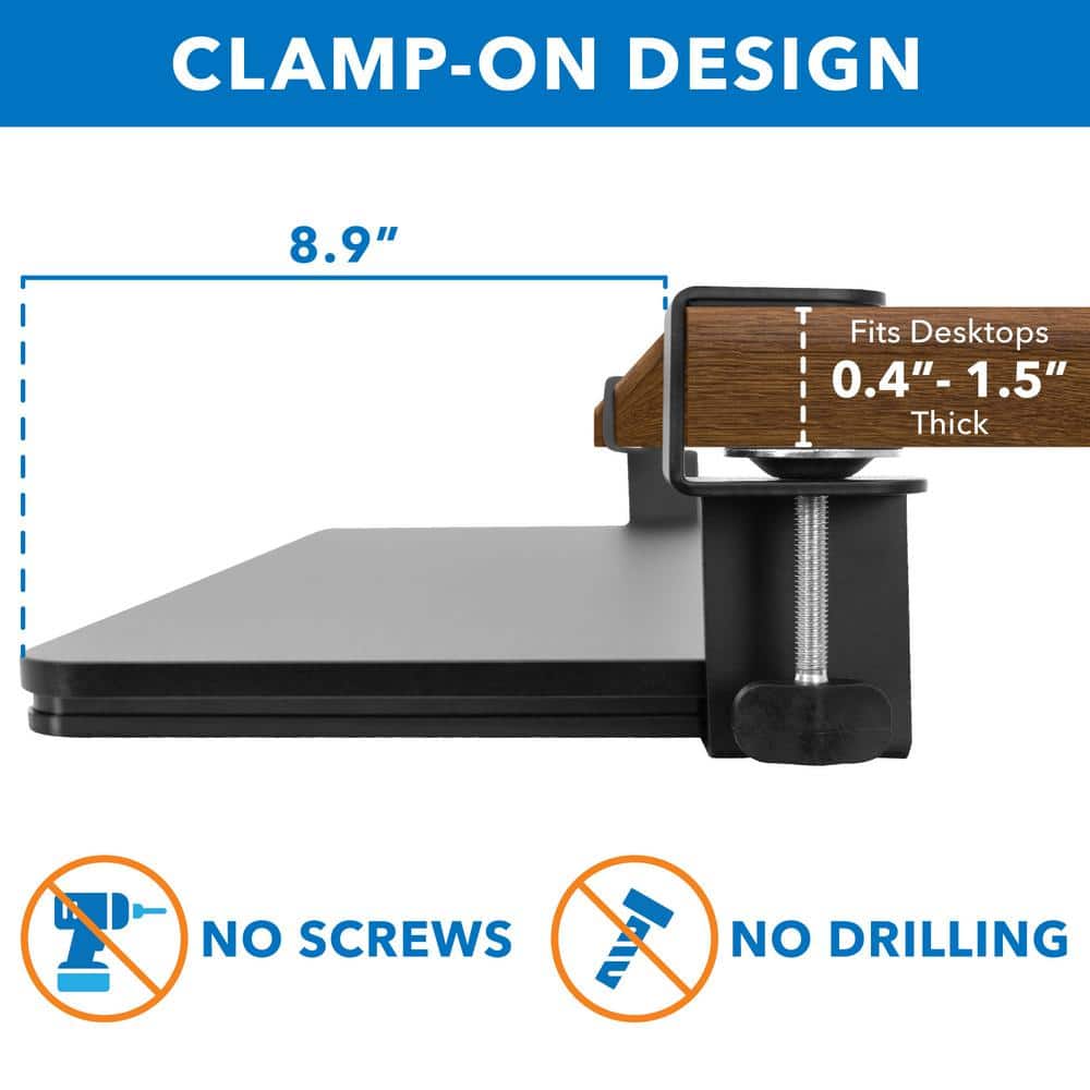 Adjustable Black Clamp-On Under Desk Keyboard Tray
