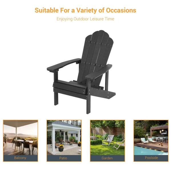 Sonkuki Black Weather Resistant Plastic Adirondack Chair R