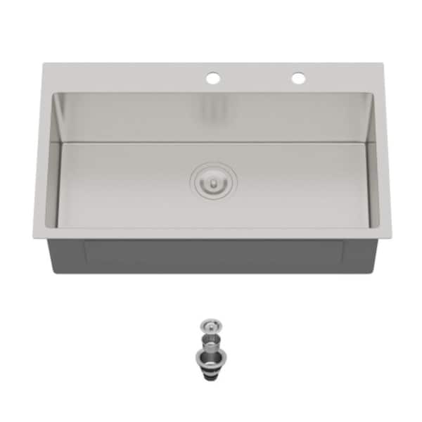 33 in. x 19 in. x 9 in. 16 Gauge Stainless Steel Drop-In Single Bowl Kitchen Sink
