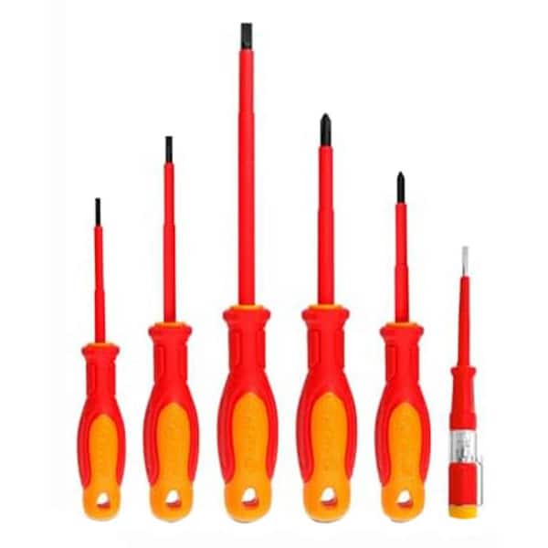 Insulated Screwdriver Set 6-Piece Professional Magnetic Precision Tools with Ergonomic Handles and Voltage Tester