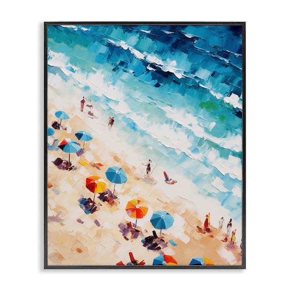 Stupell Industries Bold Beachgoers Hues by Arlington Prints Black Framed Coastal Giclee Art Print 14 in. x 11 in.