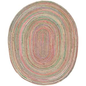 Cape Cod Natural/Multi 6 ft. x 9 ft. Oval Striped Area Rug