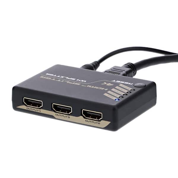 ø Brun måle XTREME 4 Port HDMI Splitter, Great for TV, Monitors, and Projectors  XHV1-1017-BLK - The Home Depot