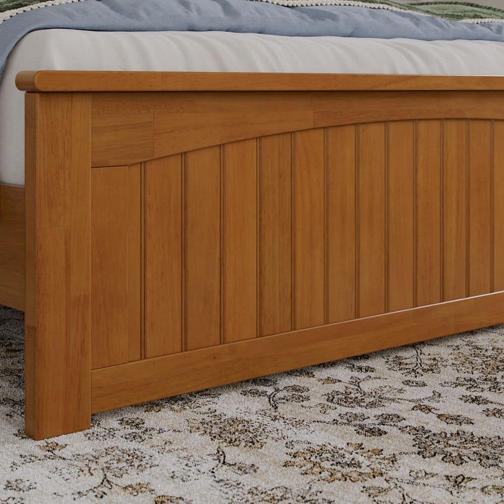 Naples Full Light Toffee Wood Platform Bed with Headboard and Slats