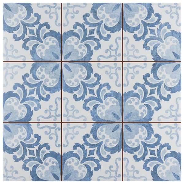 Alfombras vinílicas - Geometrical Tile Mix Flower Turquoise - Alto 3:2  Dimensión LxA: 60cm x 40cm