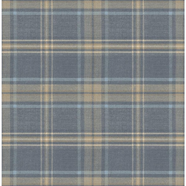 Tartan Blue and Brown Paper Non Pasted Strippable Wallpaper Roll (Cover 56.05 sq. ft.)