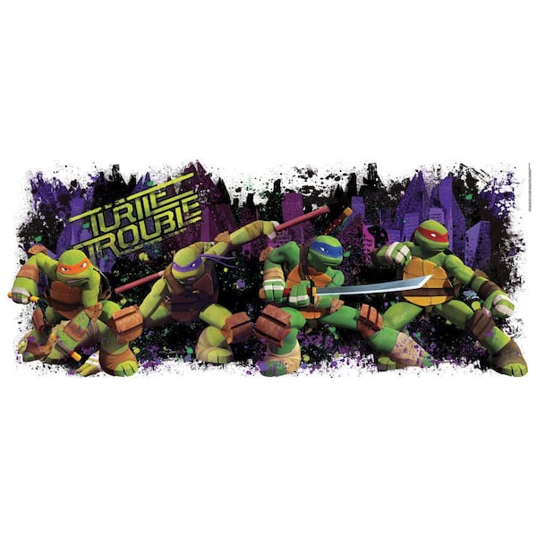 Roommates 5 In X 19 Teenage Mutant Ninja Turtle Trouble Graphix L And Stick Wall Decals Rmk2326gm The Home Depot - Teenage Mutant Ninja Turtles Wall Decor
