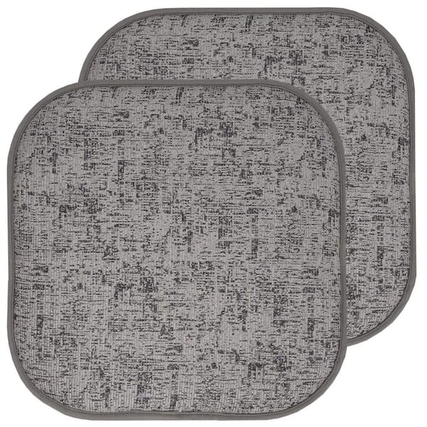 Sweet Home Collection Broadway Square Memory Foam 16 in.x16 in. Non-Slip Back, Chair Cushion (2-Pack), Gray/Black
