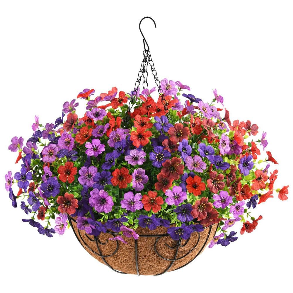 19 in. Light/Deep Purple, Red, brown Outdoor Artificial Daisy Flowers Hangi