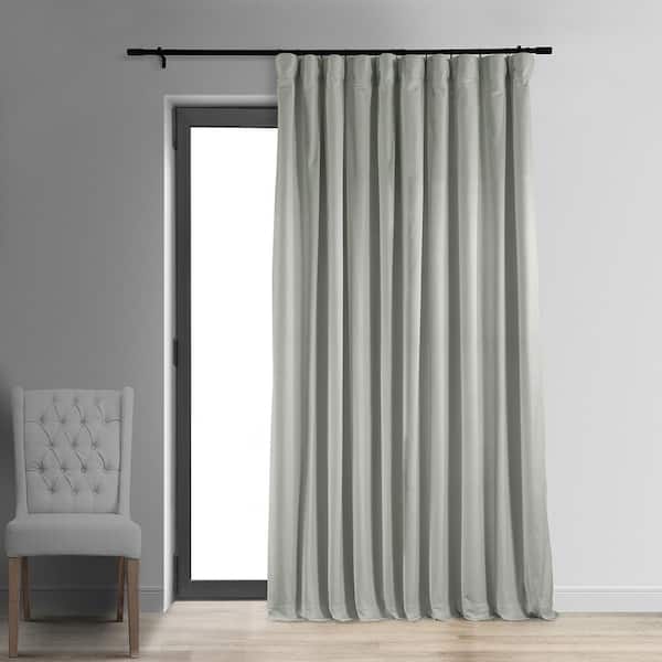 Exclusive Fabrics & Furnishings Reflection Grey Extra Wide Velvet Rod Pocket Blackout Curtain - 100 in. W x 120 in. L (1 Panel)