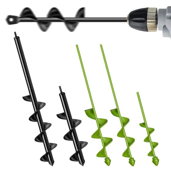 High-Carbon Steel Garden Earth Auger Drill Bit Set for Planting and Landscaping, 3/8 in. Hex Drive (5-Piece)