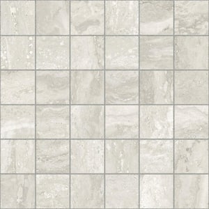 Essential Travertine White 4 in. x 0.39 in. Matte Porcelain Mosaic Tile Sample