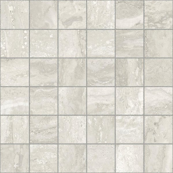 Ivy Hill Tile Essential Travertine White 4 in. x 0.39 in. Matte Porcelain Mosaic Tile Sample
