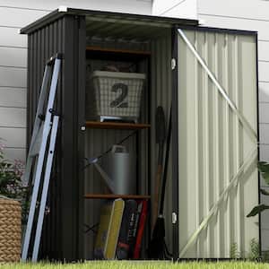 3 ft. W x 3 ft. D Galvanized Steel Outdoor Storage Black Metal Shed with Sloping Roof and Lockable Door (9.2 sq. ft.)