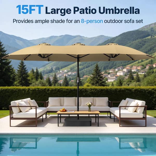 28 square patio table with umbrella hole Outdoor Patio Rattan Square Table with Glass Top