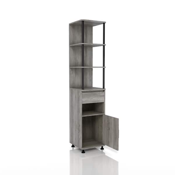 4 Shelf Accent Bookcase With, Dark Grey Bookcase With Drawers