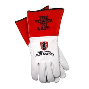 Welding Armor Medium Red and White Leather TIG Welding Gloves