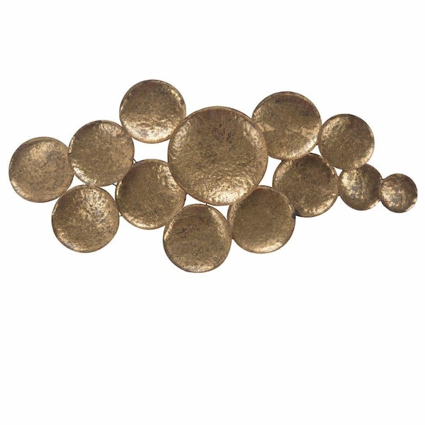 Benjara Circular Wall Sculpture with Connected Antiqued Golden Circles