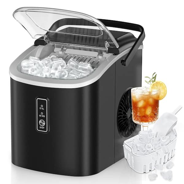 SIMZLIFE 9.4 in. 26.5 lb. Bullet Ice Countertop Portable Ice Maker in Black with 9-Cubes/6Mins, Auto-Cleaning, Basket and Scoop