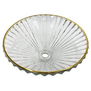 Scotch 22 in . Circular Bathroom Vessel Sink in Gold Yellow Tempered Glass