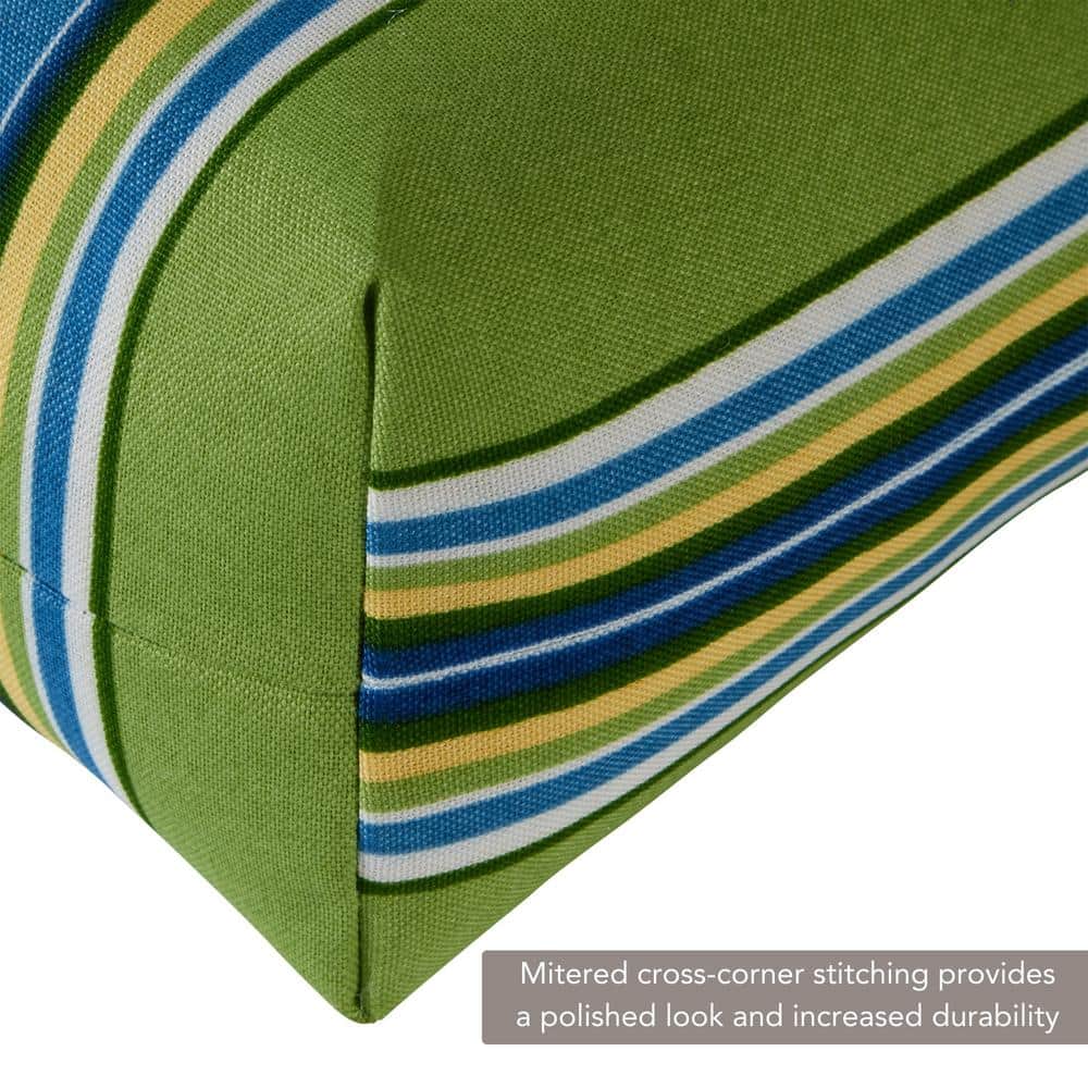 Cayman Stripe Blue and Green Outdoor Tufted Chair Cushion