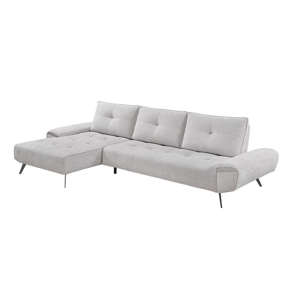Daphine 125 in. Pillow Top Arm 2-Piece Chenille Fabric Sectional Sofa in. Light Gray with Left Chaise