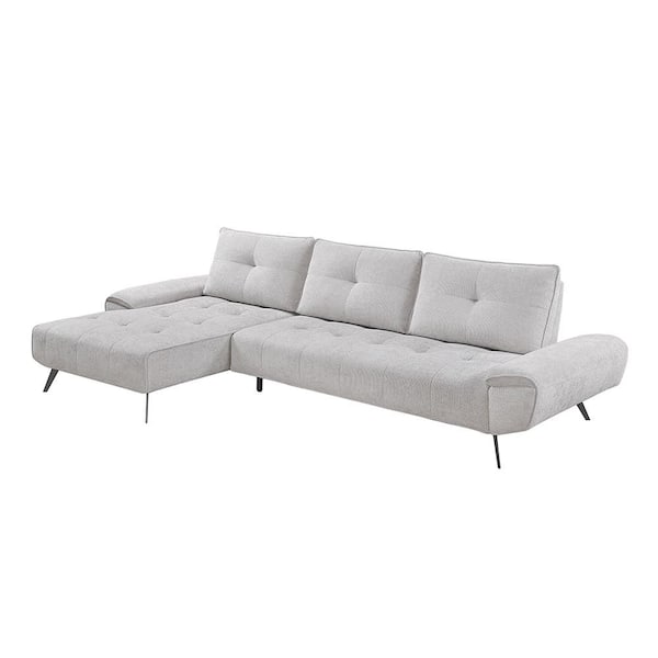 Lazzara Daphine 125 in. Pillow Top Arm 2-Piece Chenille Fabric Sectional Sofa in Light Gray with Left Chaise