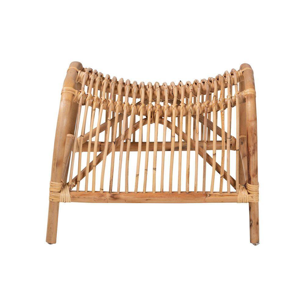 Lamaria Bohemian Natural Brown Rattan Tufted Footstool