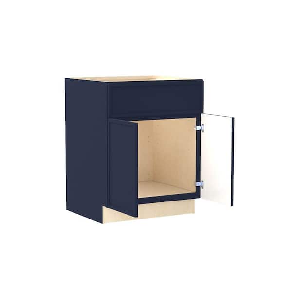 Franklin 27 in. W x 24 in. D x 34.5 in. H Assembled Plywood Sink Base Kitchen Cabinet in Vessel Blue with Soft Close