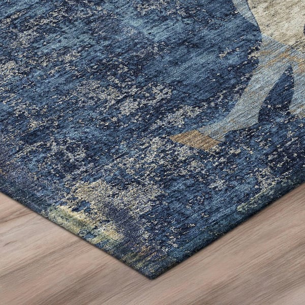 Chantille Machine Washable Indoor/Outdoor Abstract ACN3109 Navy 10 ft. x 14 ft. Area Rug