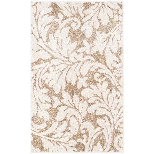 SAFAVIEH Amherst Wheat/Beige Doormat 3 ft. x 4 ft. Floral Geometric ...