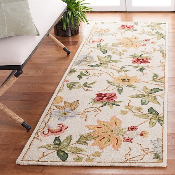 Chelsea 3 ft. x 10 ft. Ivory Floral Runner Rug